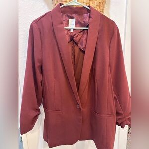 LC Lauren Conrad Brick Red Single-Button Blazer
